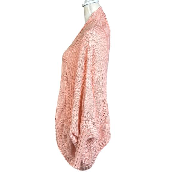 Military Hippie Open Sweater One Size Salmon Pink Braided Knit Boho Cozycore Top - Picture 6 of 11